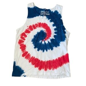 Glittering South Patriotic Cotton Tie Dye Sleeveless Top Size Medium